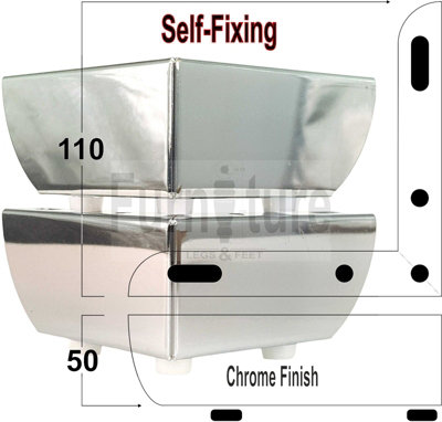 L&F 4 Chrome Furniture Legs Metal Feet 50mm High Sofa Chair Cabinets Stools Beds from B&Q