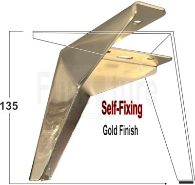 4 Metal Corner Feet Replacement Furniture Legs Gold Finish 135mm High - Image 2