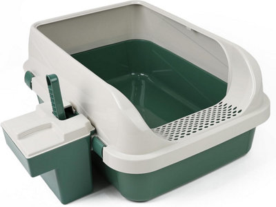 Divchi Cat Litter Tray Box, Litter Box, Plastic Cat Open Top Litter Tray With Scoop And Scoop Box Kitten Detachable Rim Easy Clean