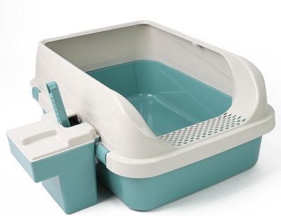 Divchi Cat Litter Tray BoxLitter BoxPlastic Cat Open Top Litter Tray With Scoop And Scoop Box Kitten Detachable Rim Easy Clean from B&Q