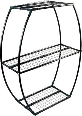 Divchi 3Tier Garden Shelving Unit Toolfree AssemblyBlack Metal Frame100Cm Height50Cm/80Cm/50Cm Shelves from B&Q