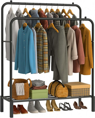 Divchi Double Rail Clothes Rack  Spacesaver Organizer With Shoes Shelf from B&Q