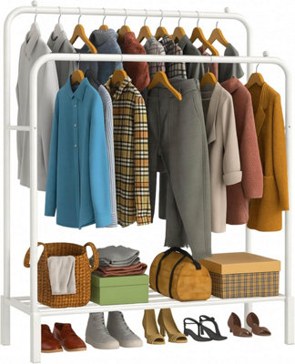Divchi Double Rail Clothes Rack Space Saver Organizer With Shoes Shelf from B&Q