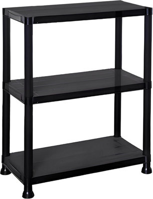 Divchi 3Tier Storage Shelving Unit  Heavy Duty Shelf Rack For Home  Garage Office  Utility Room  Shelf Rack Black from B&Q