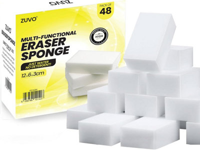 Zuvo Magic Eraser Sponges 48 Pack Heavy Duty Melamine Pads For Cleaning Kitchen And Bathroom from B&Q