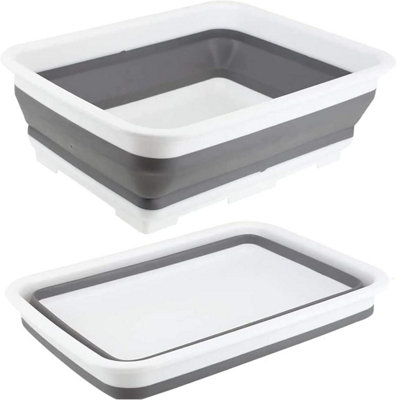 Zuvo Collapsible Washing Up Bowl 10L White And Grey Sink Basin For Camping Travel Home And Outdoor Use from B&Q