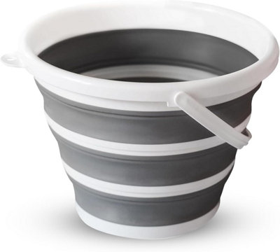 Zuvo Collapsible Bucket 10LSilicone Folding BucketRound White/grey Mop Bucket For Cleaning ToolsIdeal For Travelling from B&Q