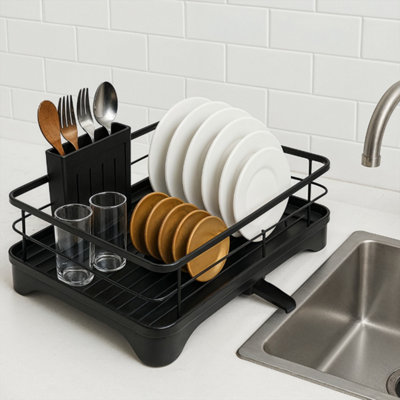 Dish Drainer Rack Stainless Steel Dish Drying Rack With Cutlery HolderSpace-Saving Kitchen Counter Dish Rack from B&Q