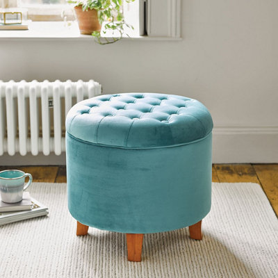 B&Q Mysmartbuy Campden Storage Ottoman - Teal - Wooden - Home Furniture