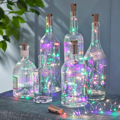 B&Q Mysmartbuy Wine Bottle String Lights Multi Colour - Set Of 6