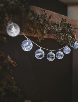 Rackhams Silver Glitterball String Lights Set Of 10 - Image 3
