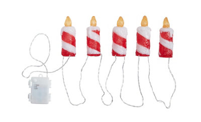 Rackhams White/Light Inlit Ice Flickering Candles Set Of 5 - Image 4