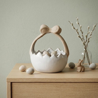Garden Greatness Glazed Easter Egg Bow Basket Ornament from B&Q