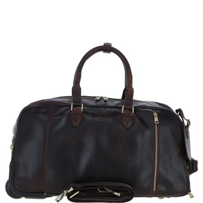 Ashwood Leather Unisex Brown Luxurious Leather Wheeled Duffle Bag In - Image 6