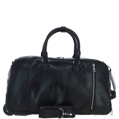 Ashwood Leather Unisex Black Luxurious Leather Wheeled Duffle Bag In - Image 6
