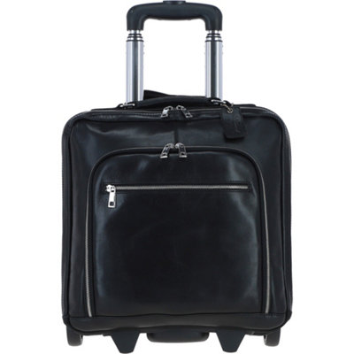 Ashwood Leather Unisex Black Real Leather Business Trolley Bag In - Image 6