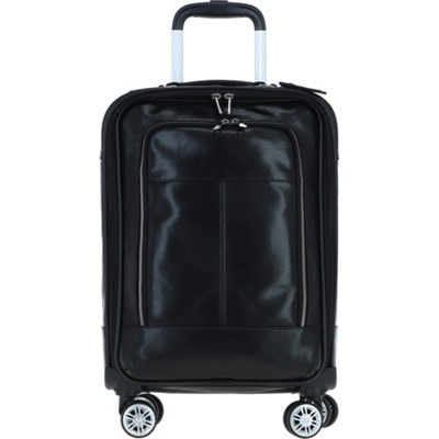 Ashwood Leather Premium Leather Trolley Suitcase Black from B&Q