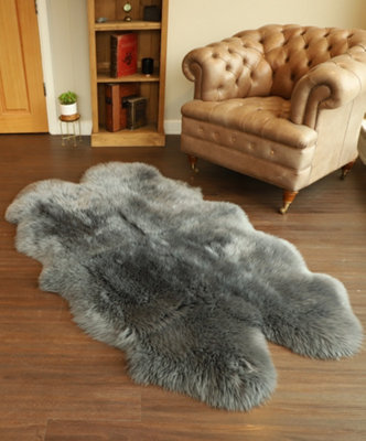 Fenland Sheepskin Fenland Indoor Australian Real Sheepskin Quad RugDark Grey (180 Cm X 110 Cm) from B&Q