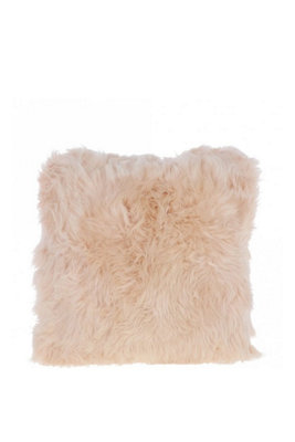 Fenland Sheepskin Fenland Luxurious Real Sheepskin Fluffy Cushion PillowPink (40Cm X 40Cm) from B&Q