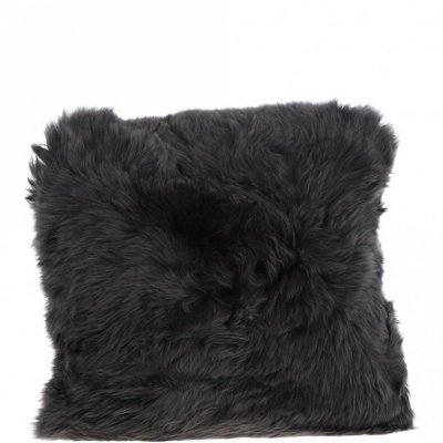 B&Q -  Fenland Luxurious Real Sheepskin Fluffy Cushion PillowDark Grey (40Cm X 40Cm)