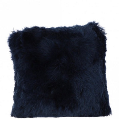 B&Q -  Fenland Luxurious Real Sheepskin Fluffy Cushion PillowDark Blue (40Cm X 40Cm)