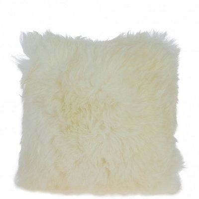 Fenland Sheepskin Fenland Luxurious Real Sheepskin Fluffy Cushion PillowIvory (40Cm X 40Cm) from B&Q