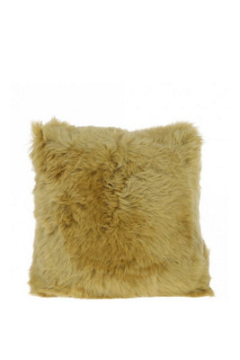 B&Q -  Fenland Luxurious Real Sheepskin Fluffy Cushion PillowLemon (40Cm X 40Cm)