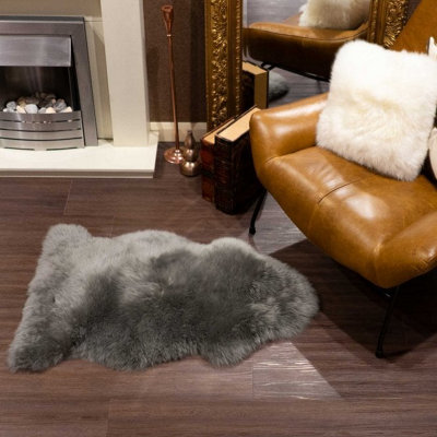 Fenland Sheepskin Fenland Indoor Single Australian Real Sheepskin RugGrey (90 Cm X 60 Cm) from B&Q