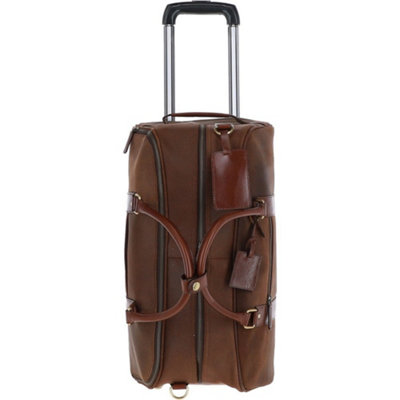 Fenland Sheepskin Cow Oily Leather Wheeled Weekend Travel Holdall Brown/brandy from B&Q