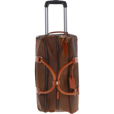 Fenland Sheepskin Cow Oily Leather Wheeled Weekend Travel Holdall Brown/tan from B&Q