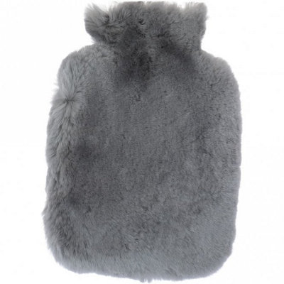 B&Q -  Fenland Real Sheepskin Hot Water Bottle Cover With 1L BottleGrey (27Cm X 22Cm)