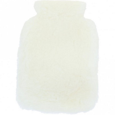 B&Q -  Fenland Real Sheepskin Hot Water Bottle Cover With 1L BottleIvory (27Cm X 22Cm)