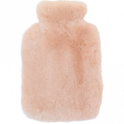 B&Q -  Fenland Real Sheepskin Hot Water Bottle Cover With 1L BottleRosa (27Cm X 22Cm)