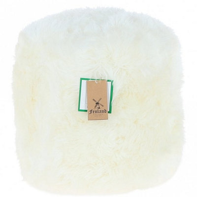 B&Q -  Fenland Real Sheepskin Pouffe StoolCozyPlush And HandmadeIvory (H) 35Cm (Diameter) 35Cm