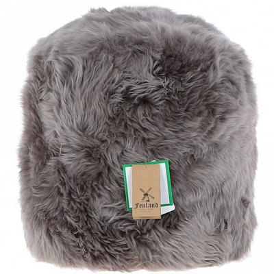 B&Q -  Fenland Real Sheepskin Pouffe StoolCosyPlush And HandmadeBrown (H) 35Cm (Diameter) 35Cm