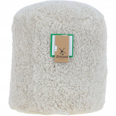 B&Q -  Fenland Real Sheepskin Pouffe StoolCosyPlush And HandmadeBeige (H) 35Cm (Diameter) 35Cm