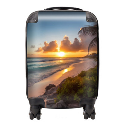 Warren Reed Designer Sunrise On The Beach SuitcaseSmall from B&Q