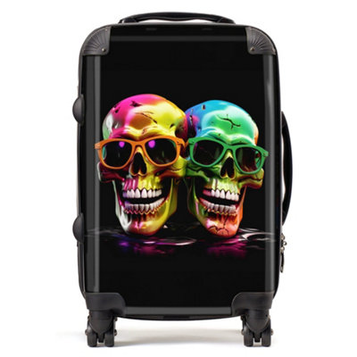 Warren Reed Designer Happy Skeletons In Sunglasses SuitcaseCabin from B&Q