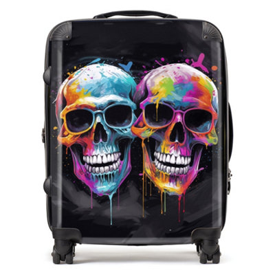 Warren Reed Designer Splashart Happy Skeletons In Glasses SuitcaseLarge from B&Q