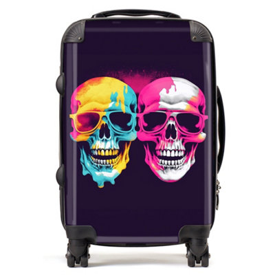 Warren Reed Designer Pinks And Blue Happy Skeletons SuitcaseCabin from B&Q