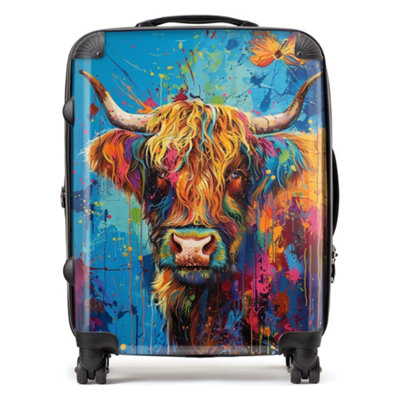 Warren Reed Designer Splashart Highland Cow SuitcaseLarge from B&Q