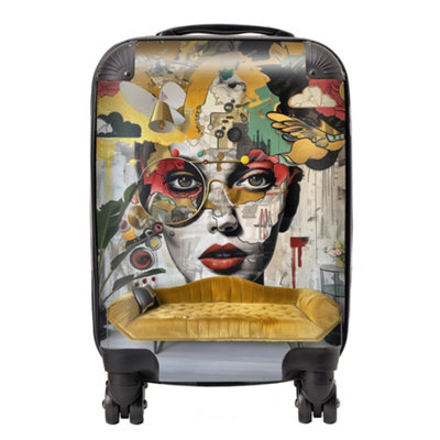 Warren Reed Designer Abstract Face Behind Sofa SuitcaseSmall from B&Q