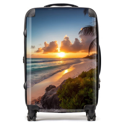 Warren Reed Designer Sunrise On The Beach SuitcaseMedium from B&Q