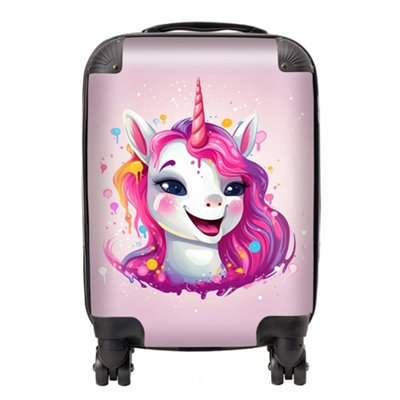 Warren Reed Designer Happy Unicorn Splashart SuitcaseSmall from B&Q