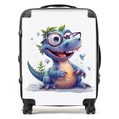 Warren Reed Designer Happy Dinosaur With Glasses SuitcaseLarge from B&Q