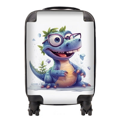 Warren Reed Designer Happy Dinosaur With Glasses Suitcase - Small