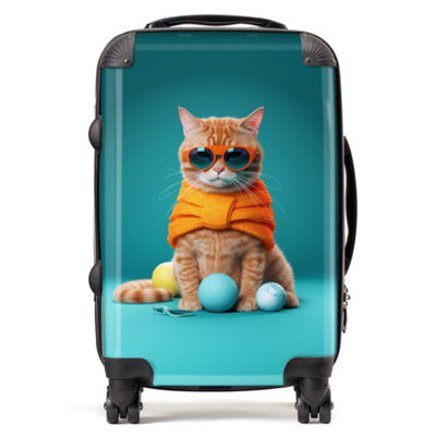 B&Q -  Cat In Glasses With Balls Of Wool SuitcaseCabin