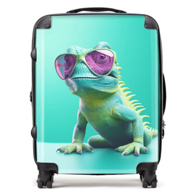 B&Q -  Happy Splashart Iguana Wearing Glasses SuitcaseLarge