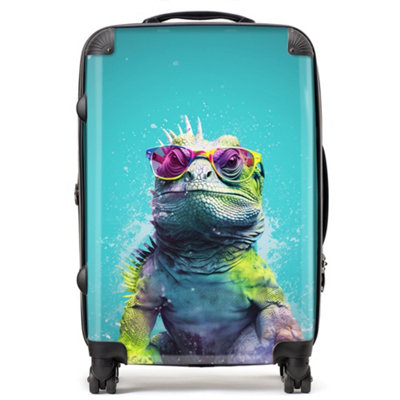 Warren Reed Designer Inquisitive Splashart Iguana SuitcaseMedium from B&Q