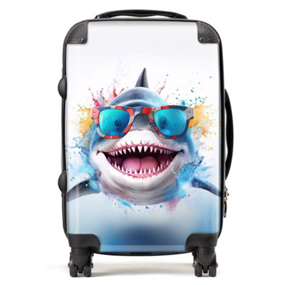 Warren Reed Designer Splashart Shark In Glasses SuitcaseCabin from B&Q